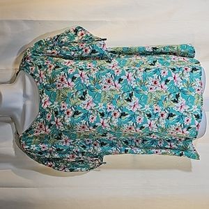 3/$20 Counterparts L Floral Tie Sleeve Top